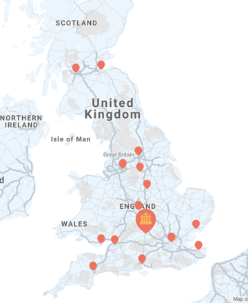 Map of UK with Q-Step Centres signposted